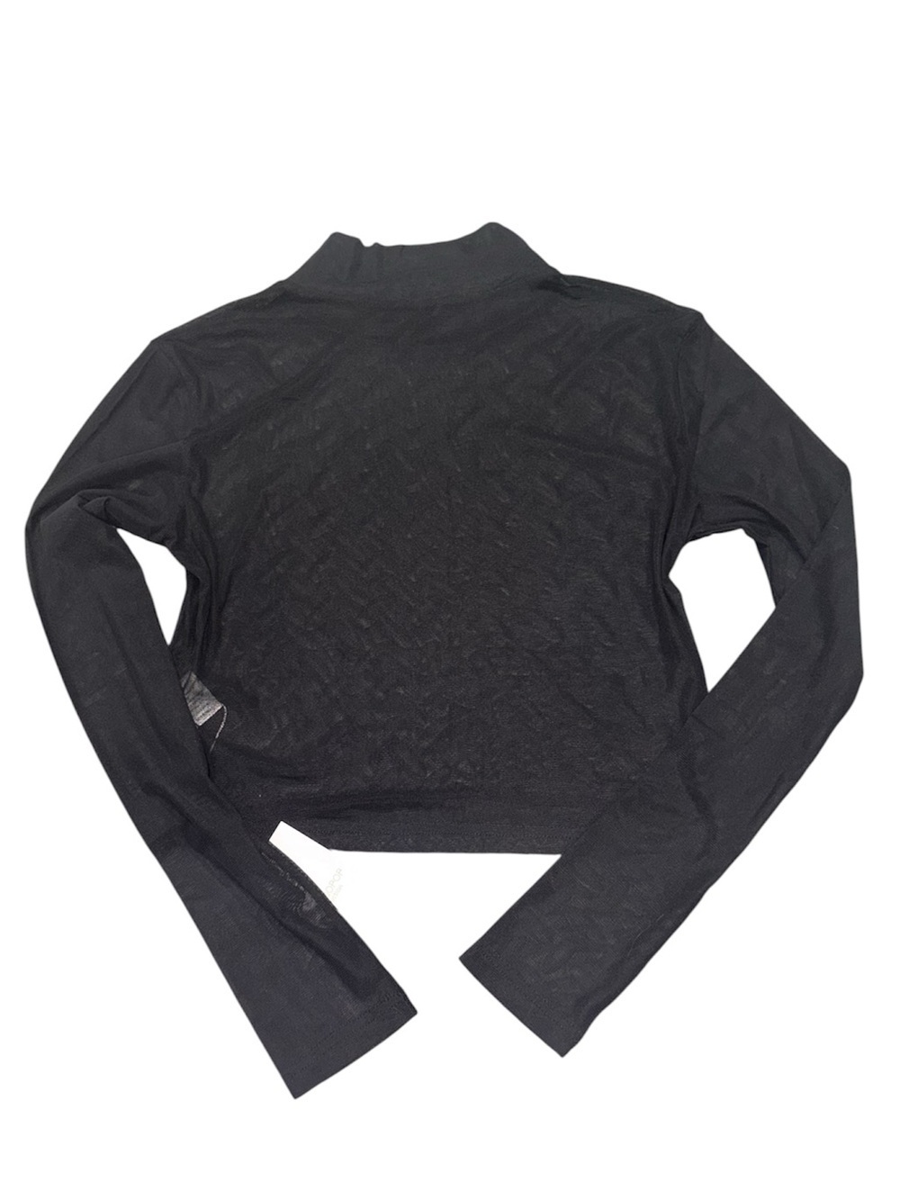 333. Mangopop Black Women’s Long Sleeve Mock Mesh Neck Festival Y2K Size L NWT